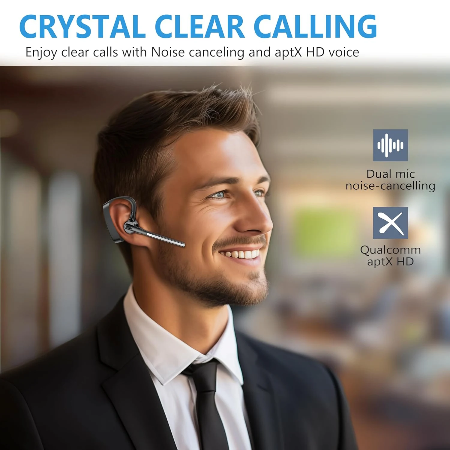 أحدث سماعات بلوتوث 5.3 سماعات رأس لاسلكية بخاصية إلغاء الضوضاء مع ميكروفون مزدوج وحقيبة شحن لجميع الهواتف الذكية