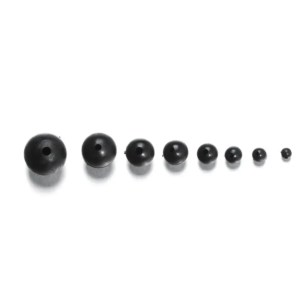 100pcs/lot Fishing Beads Space Stopper Black 3mm-12mm Round Soft and hard beans Fishing Lures bait Hook Rig Accessories