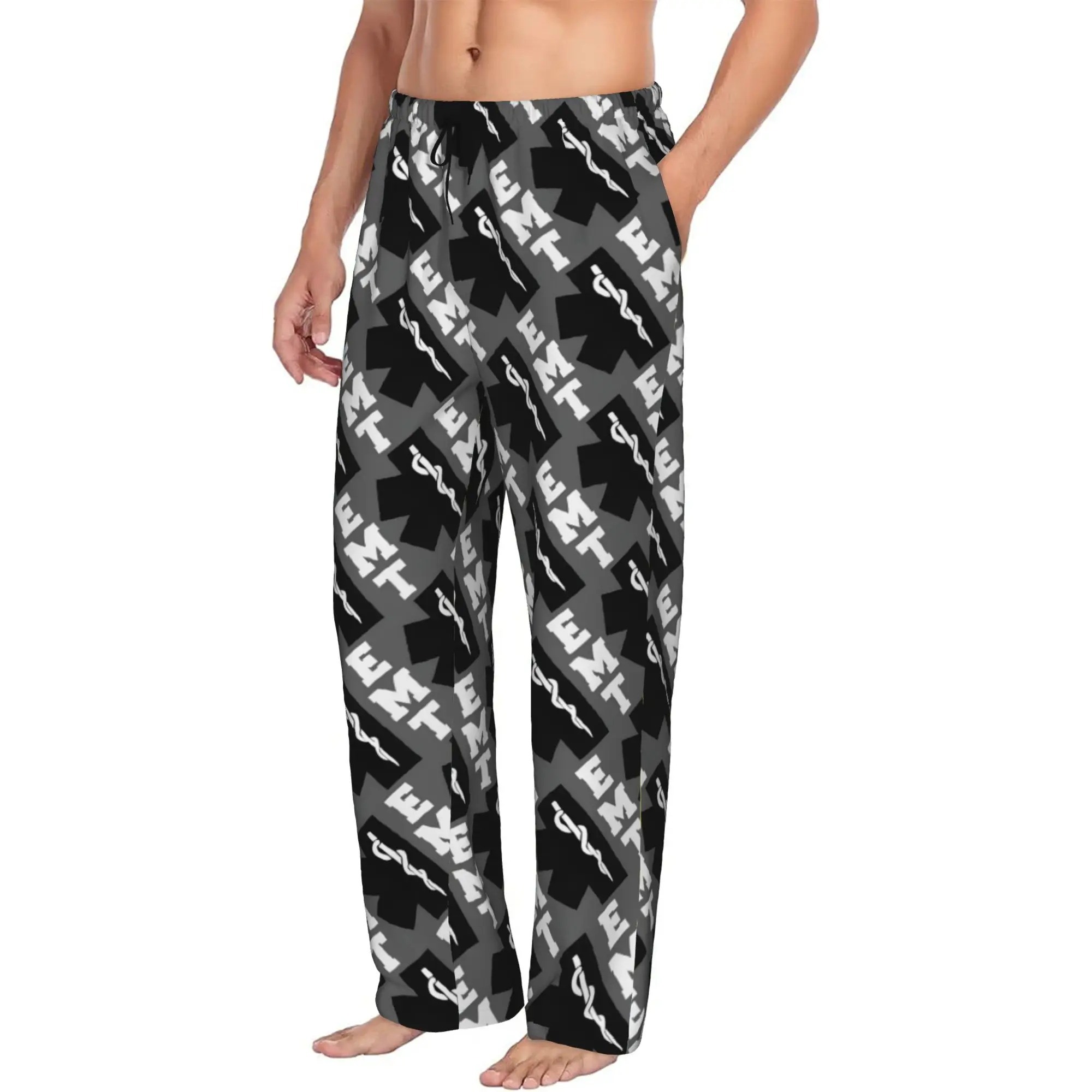 Custom Star of Life   Pajama Pants Men's  Sleepwear Lounge Sleep Bottoms Stretch with Pockets
