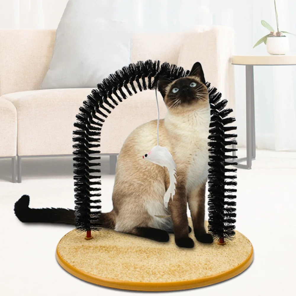 

Cats Toys Arch Self Groome Pamper Feline with A Massage Grooming Rubbing Brush and Irresistible Tickle Toys for Happy Cats