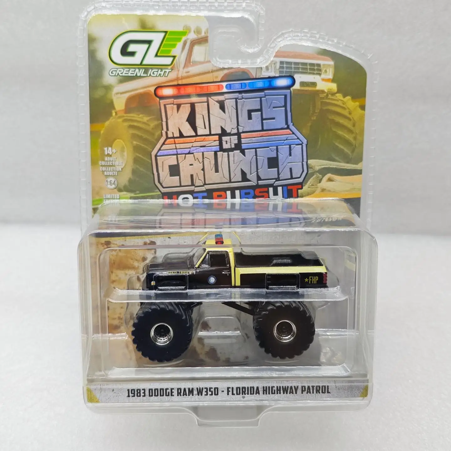 

GreenLight 1:64 Kings Of Crunch - 1983 Dodge Ram W350 - Florida Highway Diecast Alloy Car Model Collectible