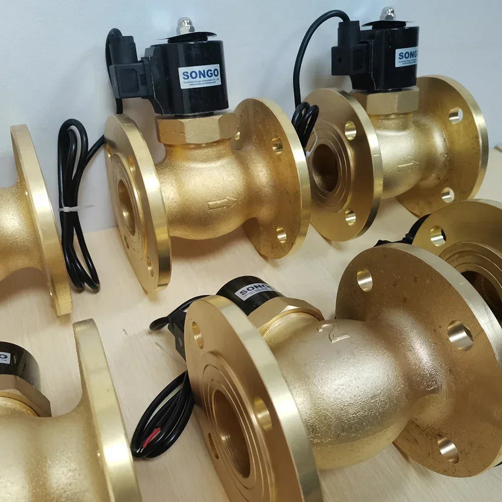 Hot selling and popular 16bar ip68 high pressure 2 way 24VDC normally close brass flange solenoid valve for steam