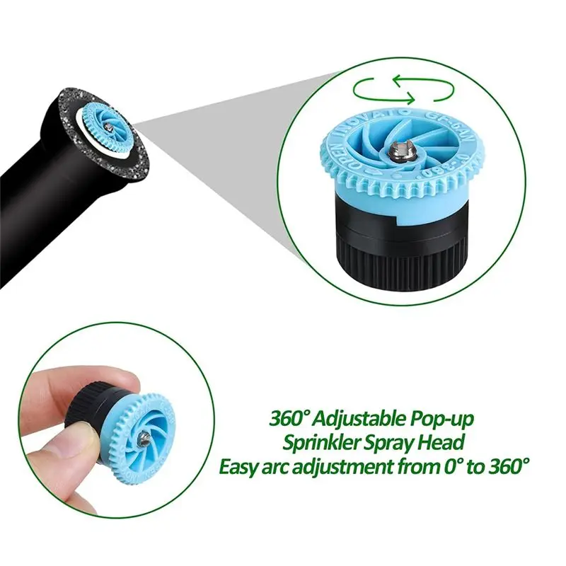 10 Pieces Variable Arc Nozzle, Adjustable 0°-360° Full Circle Pattern Sprinkler Heads Replacement Spray Nozzle Blue-A55K