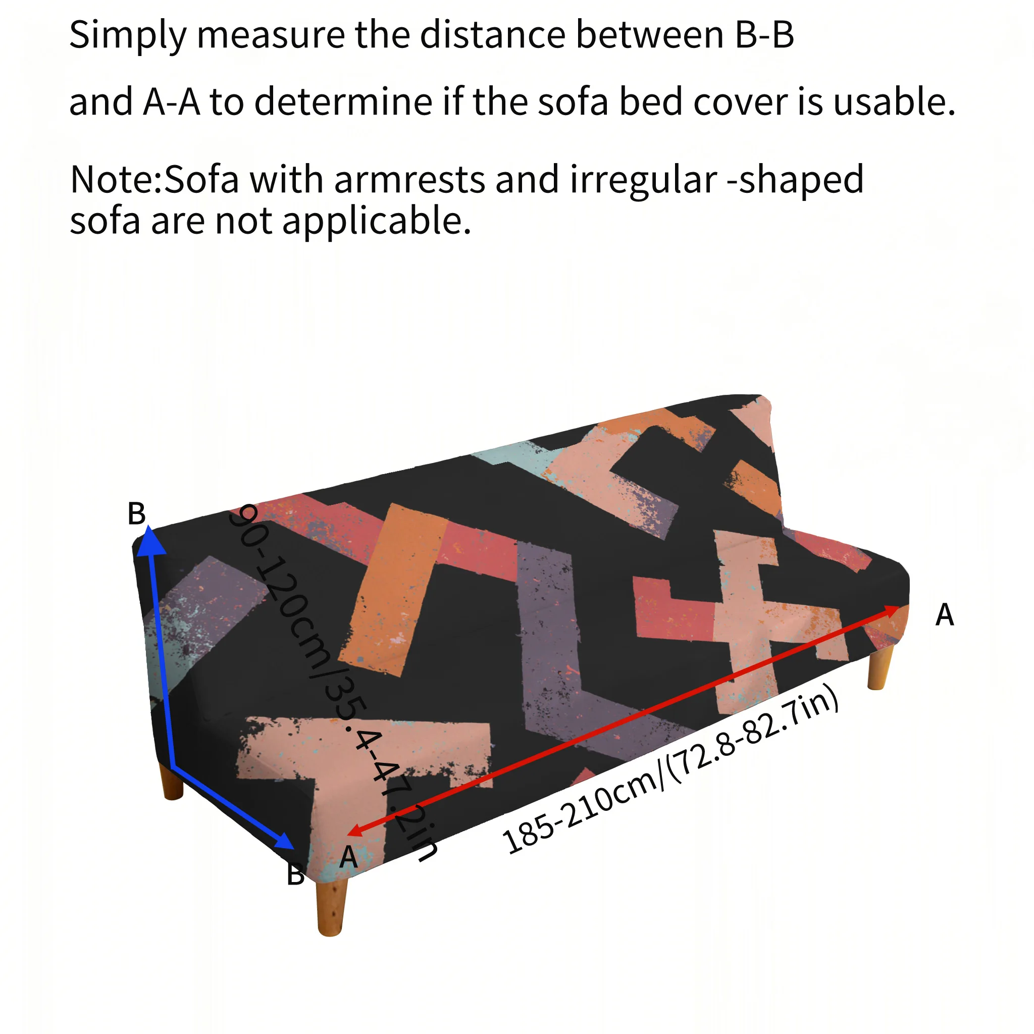 Armrest-Free Elastic Printed Sofa Bed Cover, Living Room Home Decoration, American Retro Geometric Pattern