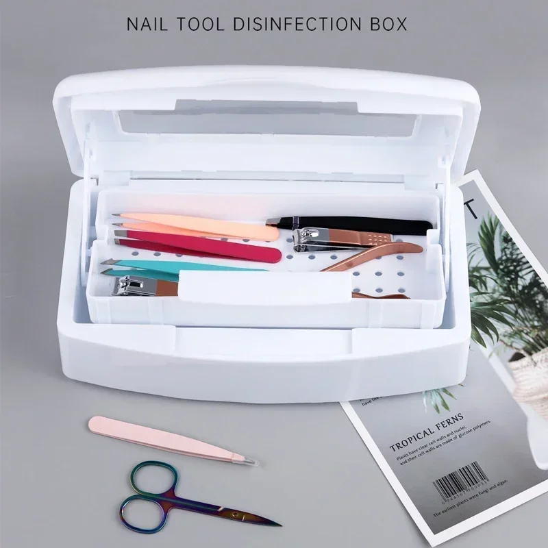 Nail Sterilizer Disinfection Box Metal Nail Tool Tweezers Instrument Sterilizer Tray Salon Nails Cleaner Equipment Manicure Tool