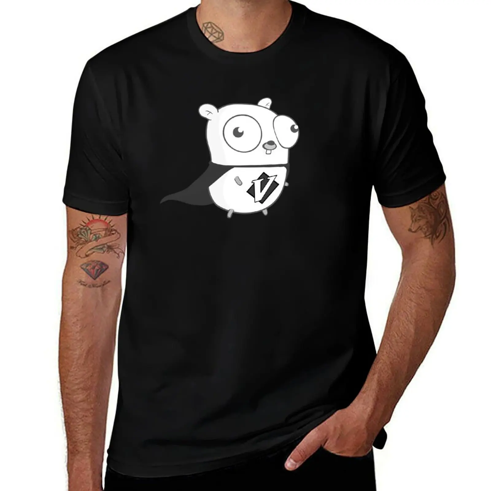 

The Go Gopher: Go Vim Go (Black & White) T-Shirt anime t shirts oversize t shirt custom print T-Shirt