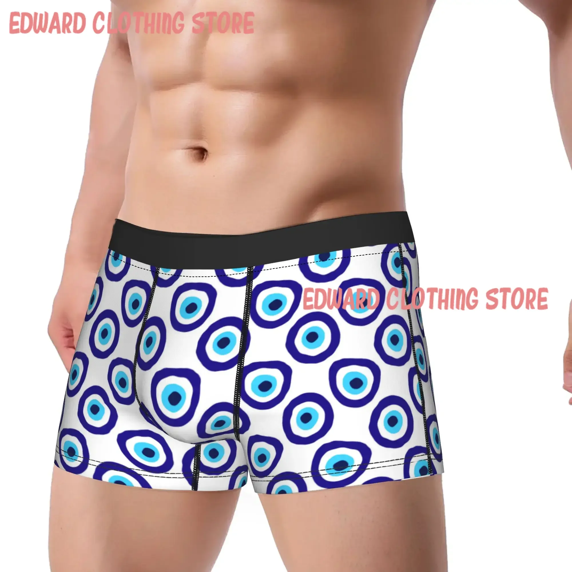 Custom Evil Eye Ethnic Pattern Mystic Greek Amulet Turkish Underwear Men Panties Soft Trend Trunk Trenky Shorts Briefs Plus Size