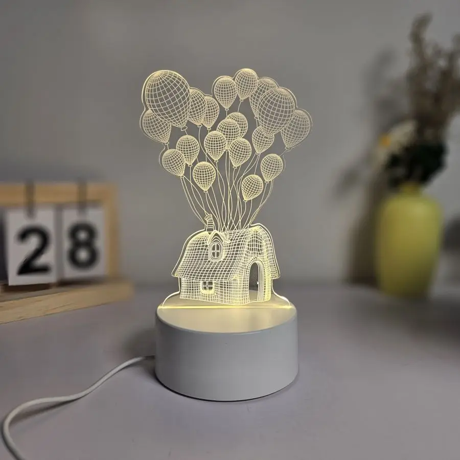 A creative 3D nightlight, room and living room workbench decoration, holiday gifts, monochrome warm light.