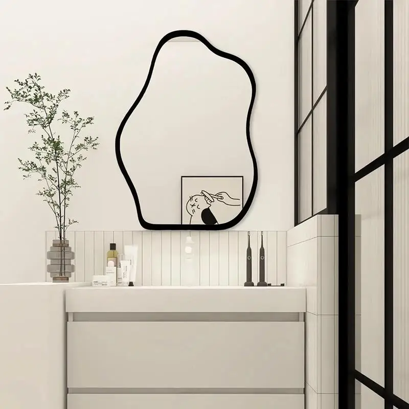 LED Anti-Fog Bathroom Mirror Wooden Frame Dressing Mirror Instagram Style Wall Mounted Vanity Mirror For Home Decor