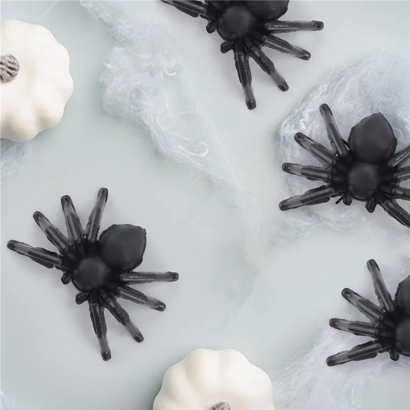 

A93P 50X Plastic Black Spider Trick Toy Halloween Haunted House Prop Decor