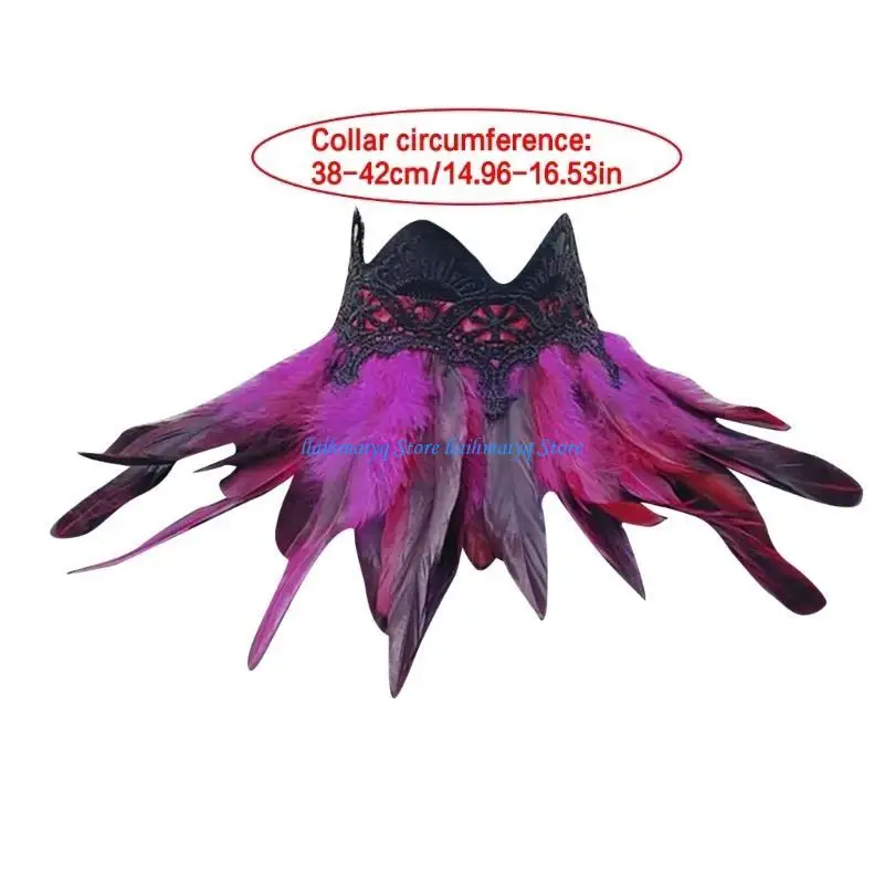 573B تجمعات حفلات الهالوين ريشة شال مهرجان الموسيقى التصوير وشاح للرقبة زي طوق مزخرف شال الدعائم #6