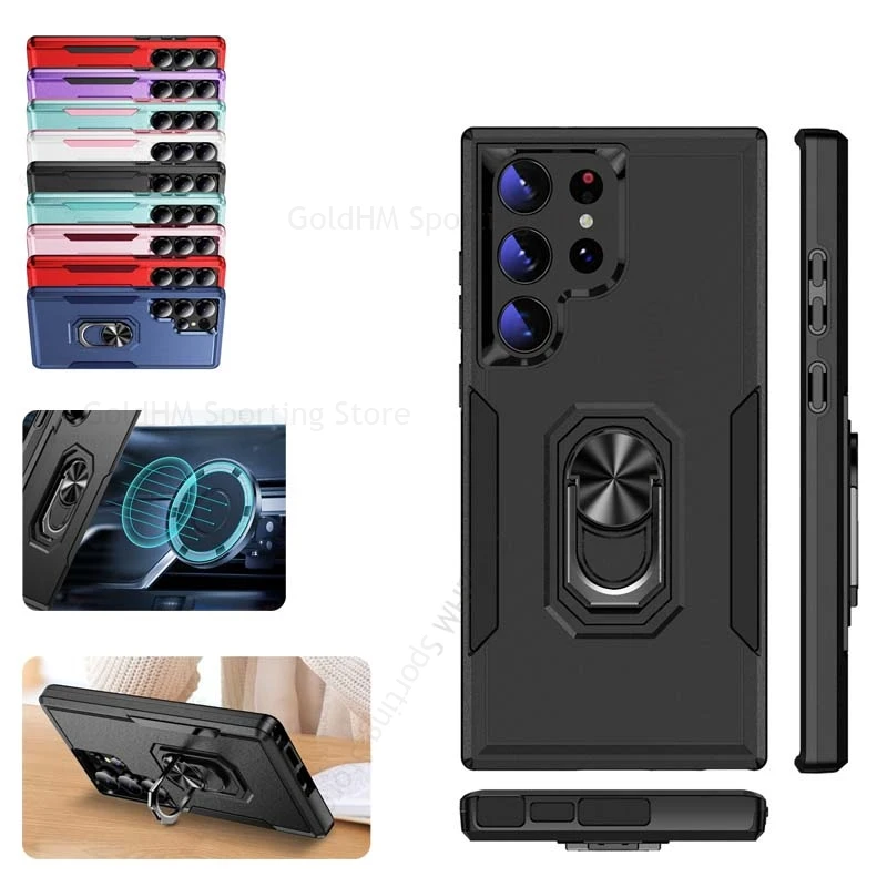 

Military-grade Hybrid Armor Tough Case For Samsung S26 Ultra S25FE S25 Edge S24 Ultra S23 S22 Plus Heavy Duty Protect Ring Cover