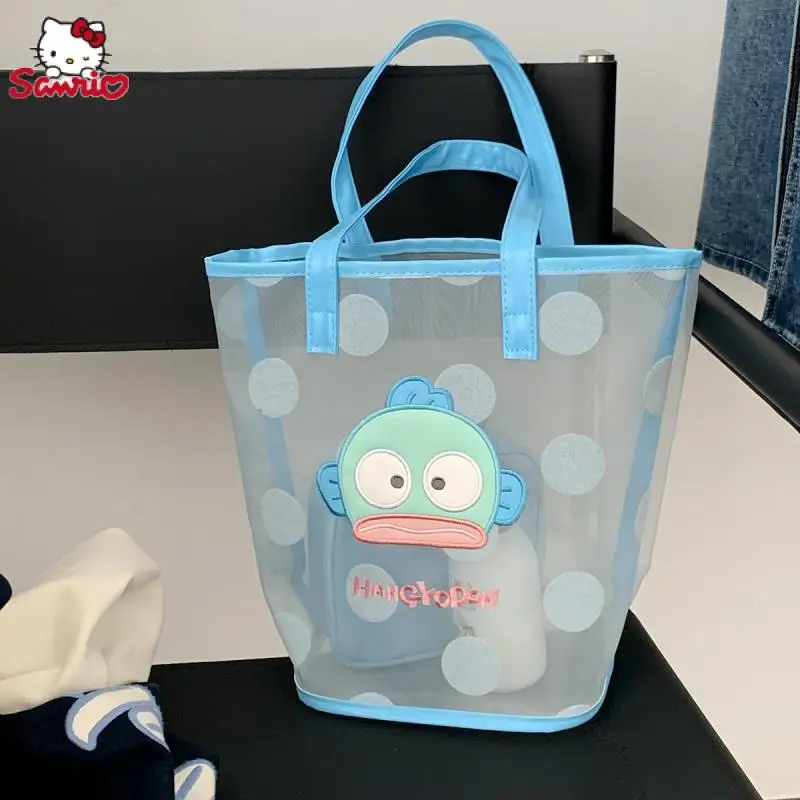 Kawaii Sanrio Anime Gauze Handbag Cute Hangyodon Cartoon Portable Large Capacity Swimming Wash Bag Shoulder Bag Gifts for Girls