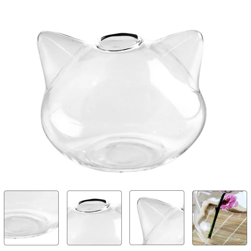 

2 Pcs Aesthetic Flower Vase Cat Pot Animal Cute Shaped Kitten Home Decor Glass Container