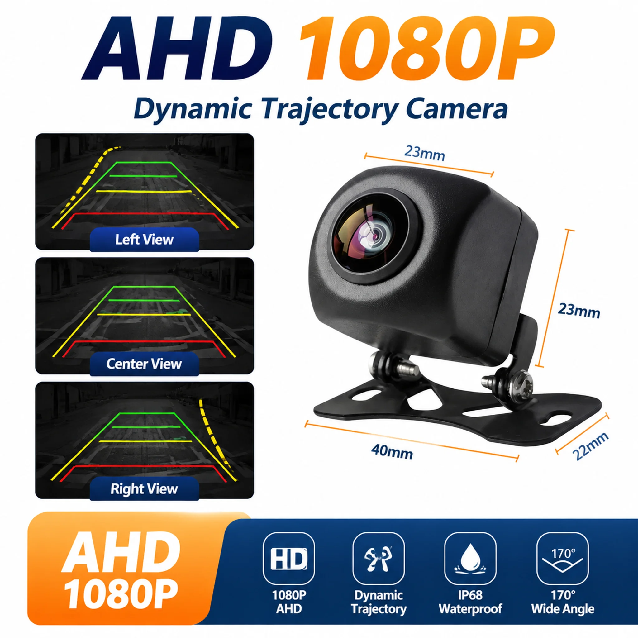 Backing Camera AHD1080P Dynamic Tracking 170 Wide-Angle Reversing Image Camera HD Night Vision Navigation Tracking Lens Car Came