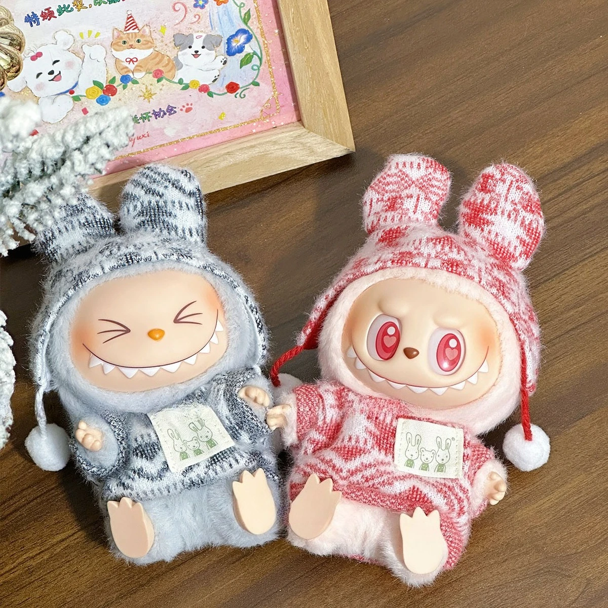 

Halloween Rabbit Angel Devil Set 15/17cm Labubu 3.0 Pendant Costume Set Jacquard Two Piece Set Cute Decorative Accessories