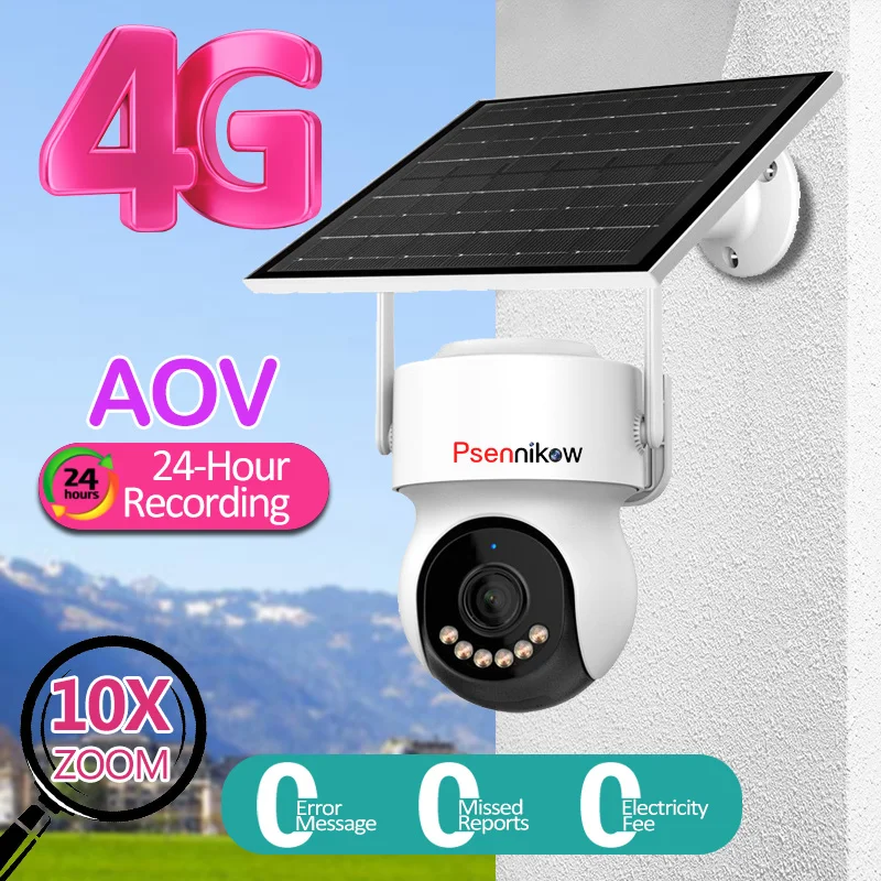 

Solar Camera 24/7 Recording Outdoor 4G SIM Three Screen AOV 10X Zoom Camera Built-in Battery Security Auto Tracking Camera