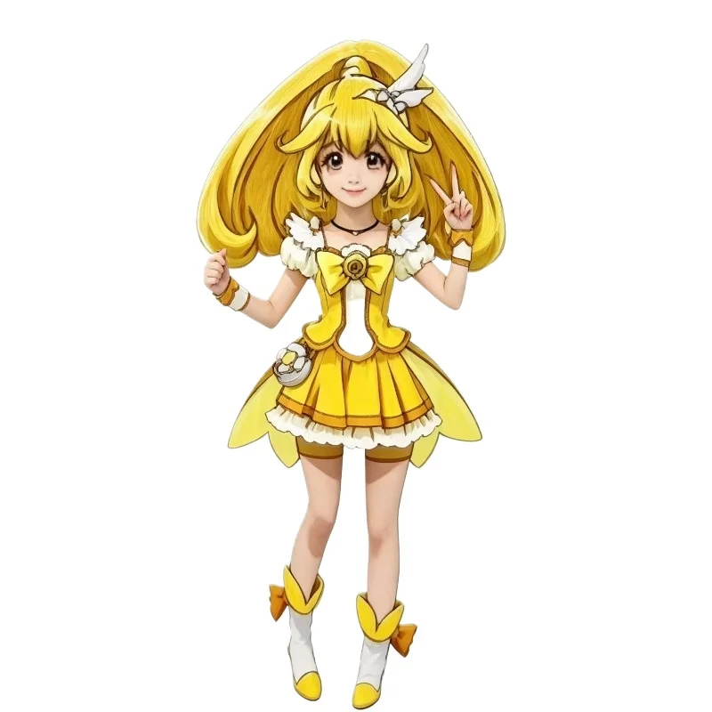 Cosplay Pretty Cure Cure Peace Cosplay-Perücke, Kunsthaar, Karneval, Convention, Verkleidung, Damen-Kostüm, Party-Perücke, inklusive Perückenkappe