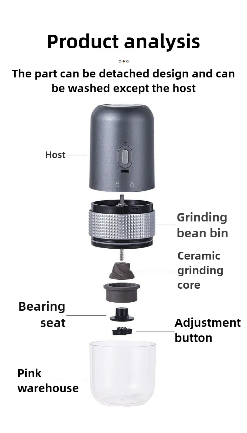 가정용 휴대용 커피 머신 전기 커피 그라인더 신선한 손으로 양조 커피 자동 그라인더 세라믹 코어