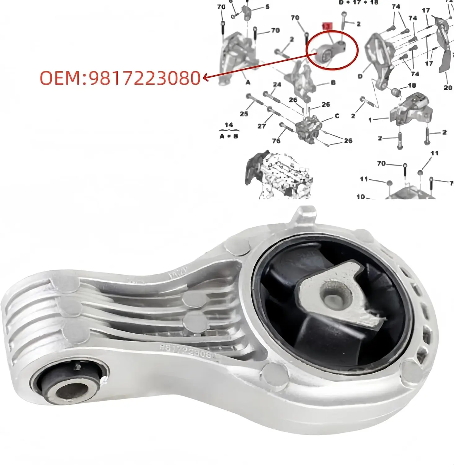 9817223080 XUZHIANG Engine Mount For PEUGEOT 3008 308 5008 508 Expert Traveller CITROEN C4 Picasso C5 Aircross Jumpy Spacetourer