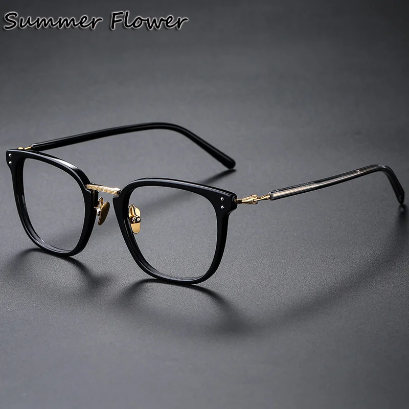 Acetate Titanium Glasses Frame Men Fashion Design Prescription Eyeglasses Spectacles Optical Myopia Eyewear Women Farsight Lens