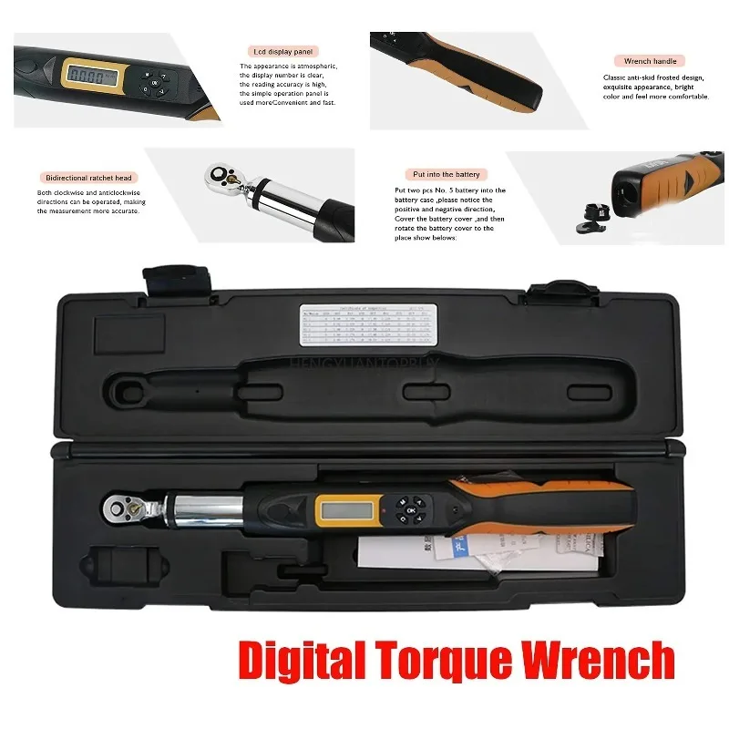 Digital 3/8 Torque Wrench Set Adjustable 15~30N.m 420mm Length Industrial Grade DIY Tool
