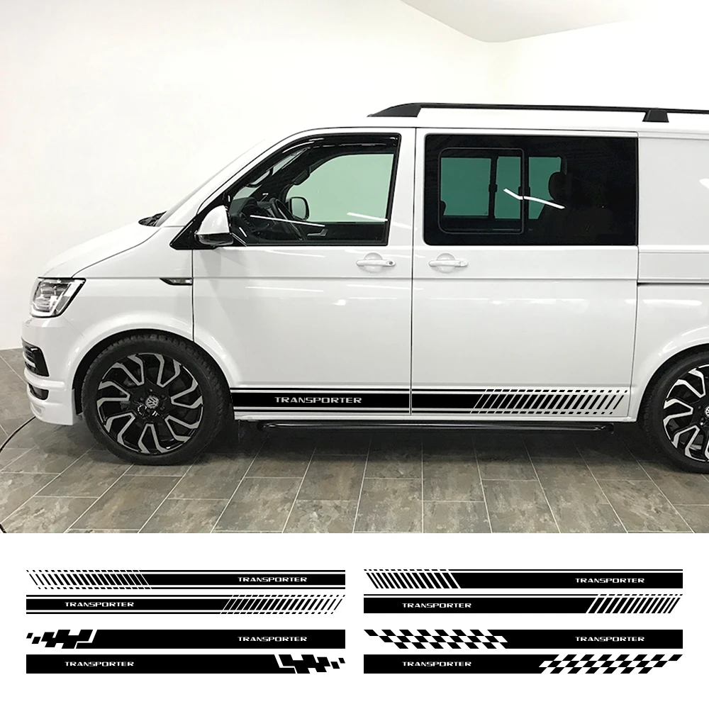 Van Door Side Sticker For Volkswagen VW Transpoter T5 T6 Camper Graphics Stripes Auto Racing Sport Decor Decal Car Accessories