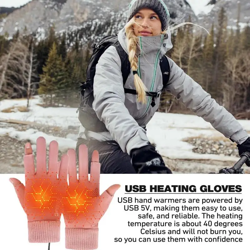 

Winter Gloves Heated USB Heated Mitten Detachable Warm Gloves Non Slip Laptop Hand Warmer Rechargeable Warm Gloves for Indoor