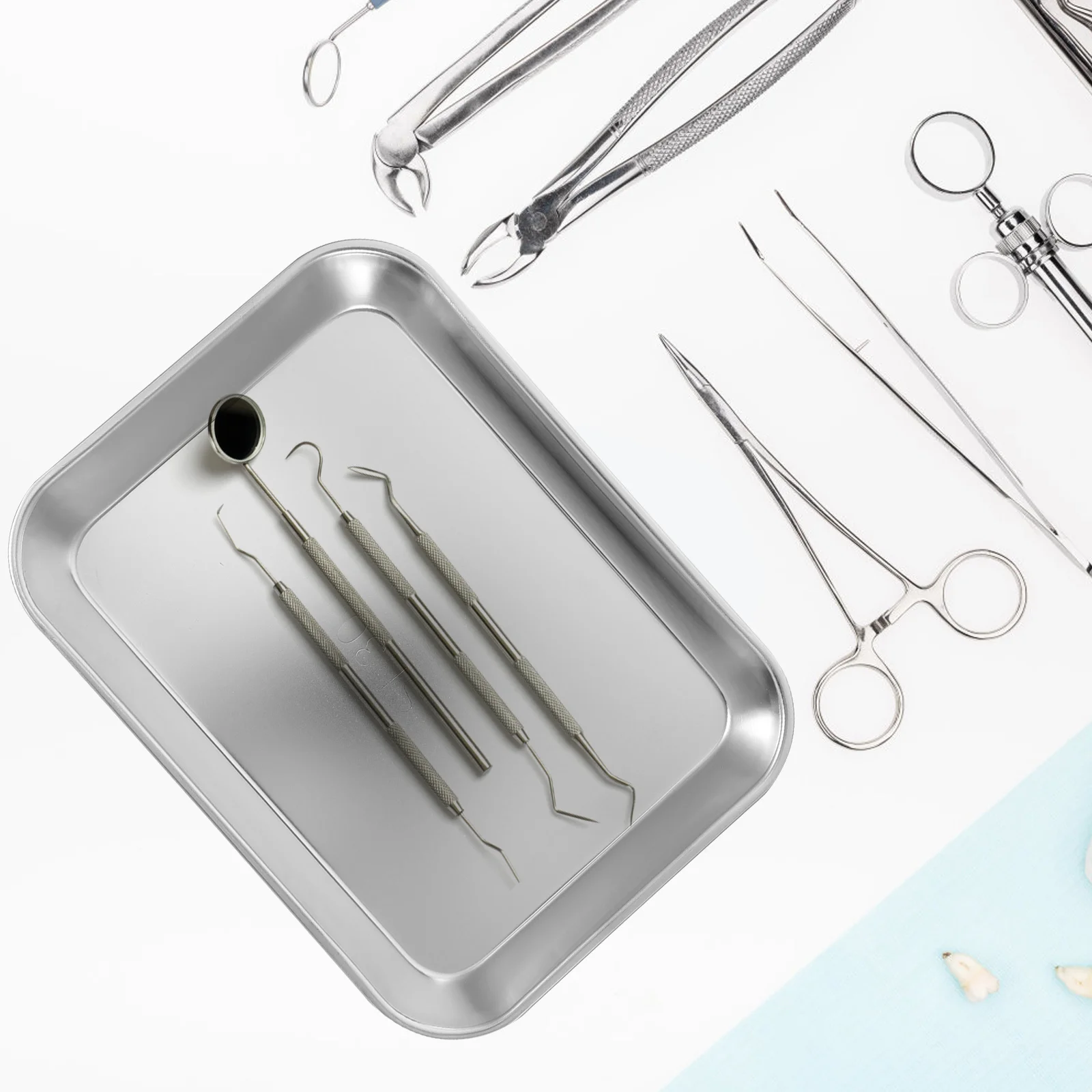 

Stainless Steel Tray Surgical Square Tray Medical Instrument Plate Dressing Change Medical Storage Container