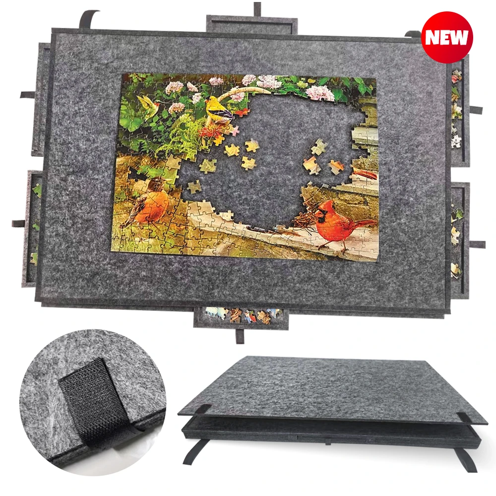 1000Pcs Puzzle Board with Drawers table 6 Compartment Storage Box for adults with integrated adjustable bracket/stand