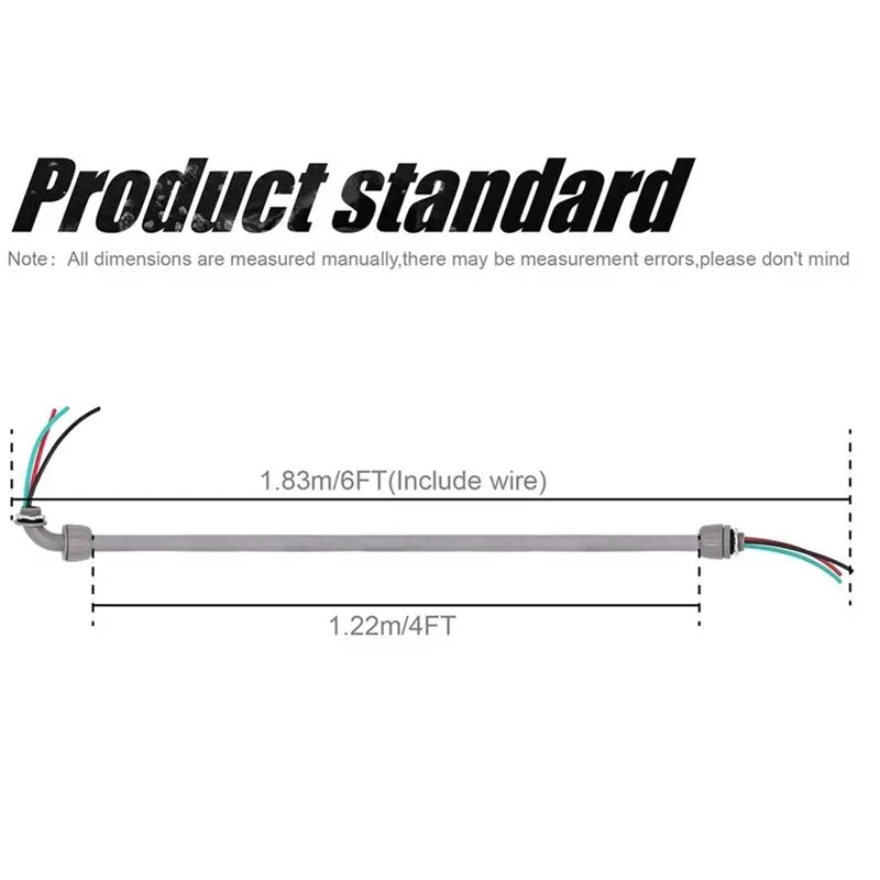 Whip Kit 4FT 1/2-Inch Electrical AC Non-Metallic Liquid Tight Flexible Conduit, 6FT Of Connecting Wires-AA26
