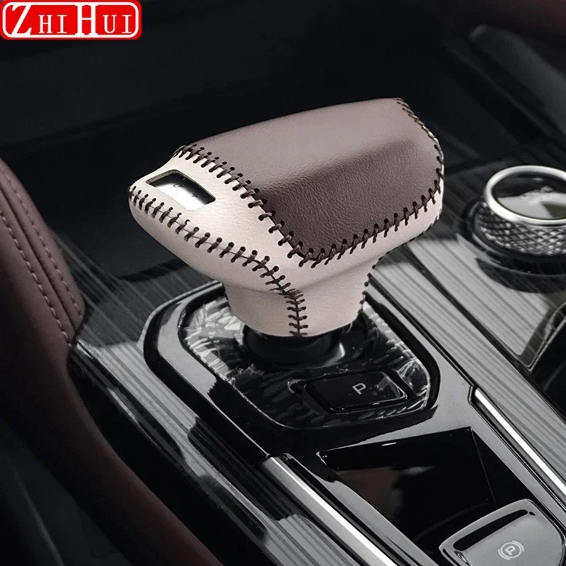 

For Geely Monjaro KX11 2022-2024 Grand Koleos 2025 Car Styling Hand-sewn Gear Shift Collars Handbrake Cover Auto Accessories