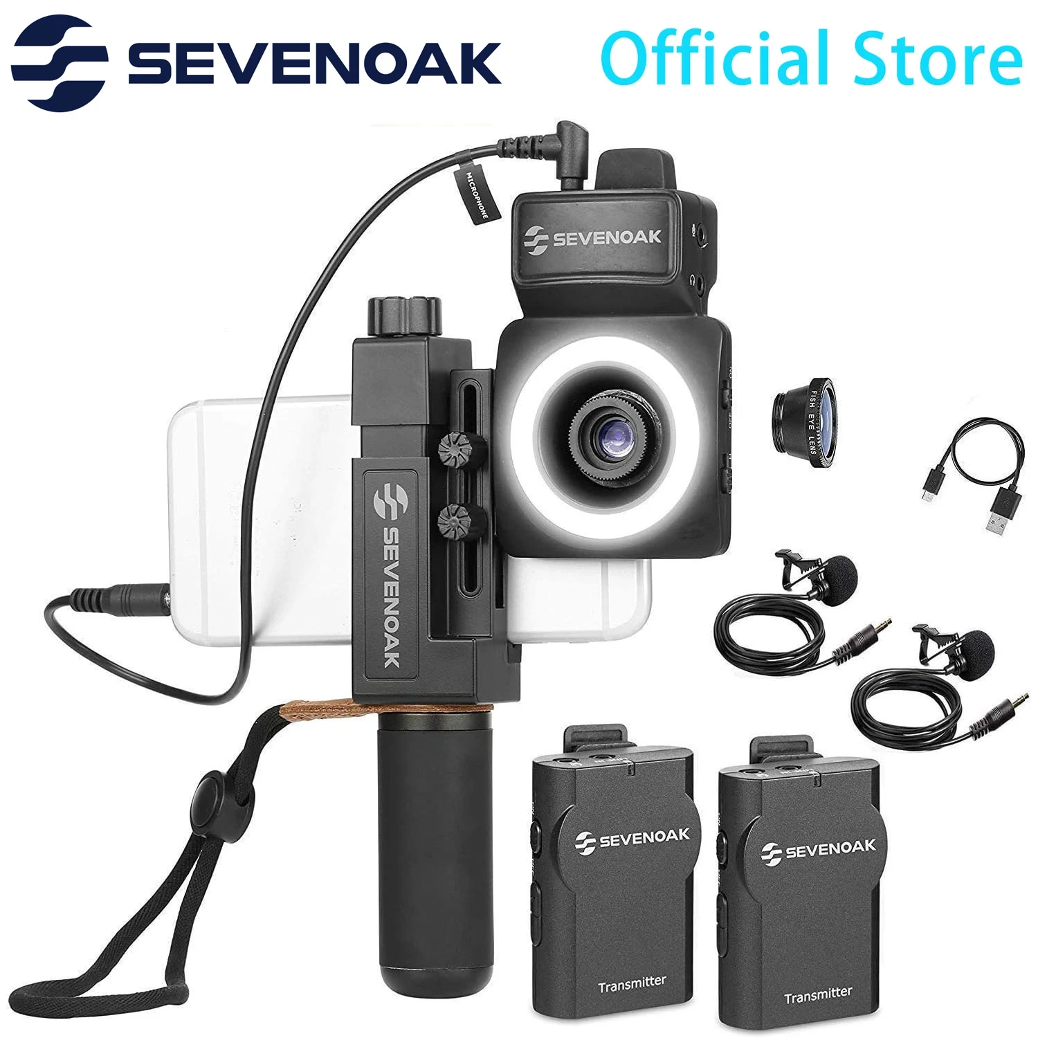 

Sevenoak SmartCine W Wireless Lavalier Lapel Microphone Smartphone Video Kit with Phone Rig for iPhone Android YouTube Recording