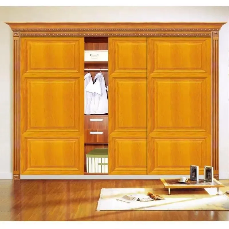 Customized Lightweight Wooden Independent Sliding Door Wardrobe European Style Large Storage Space Bedroom Furniture