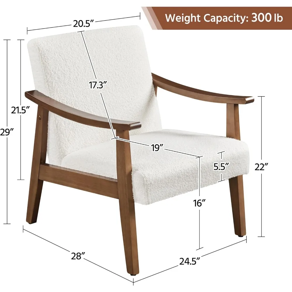 Armchair with Solid Wood Legs, Reading Leisure Chair with Back for Living Room Bedroom Waiting Room, Set of 2, Waiting Chairs