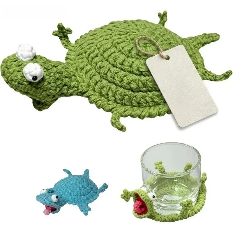 2026 Crochet Lizard Coaster, Fun Little Lizard Coasters, Cute 3D DIY Handmade Funny Amigurumi Animal Cup Mats