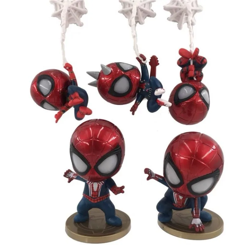 Marvel Avengers Spider Man Cartoon Q Version PVC Figurka Zabawka Moda Spersonalizowana Ozdoba Samochodowa Dekoracja Pulpitu Prezent Dla Dzieci