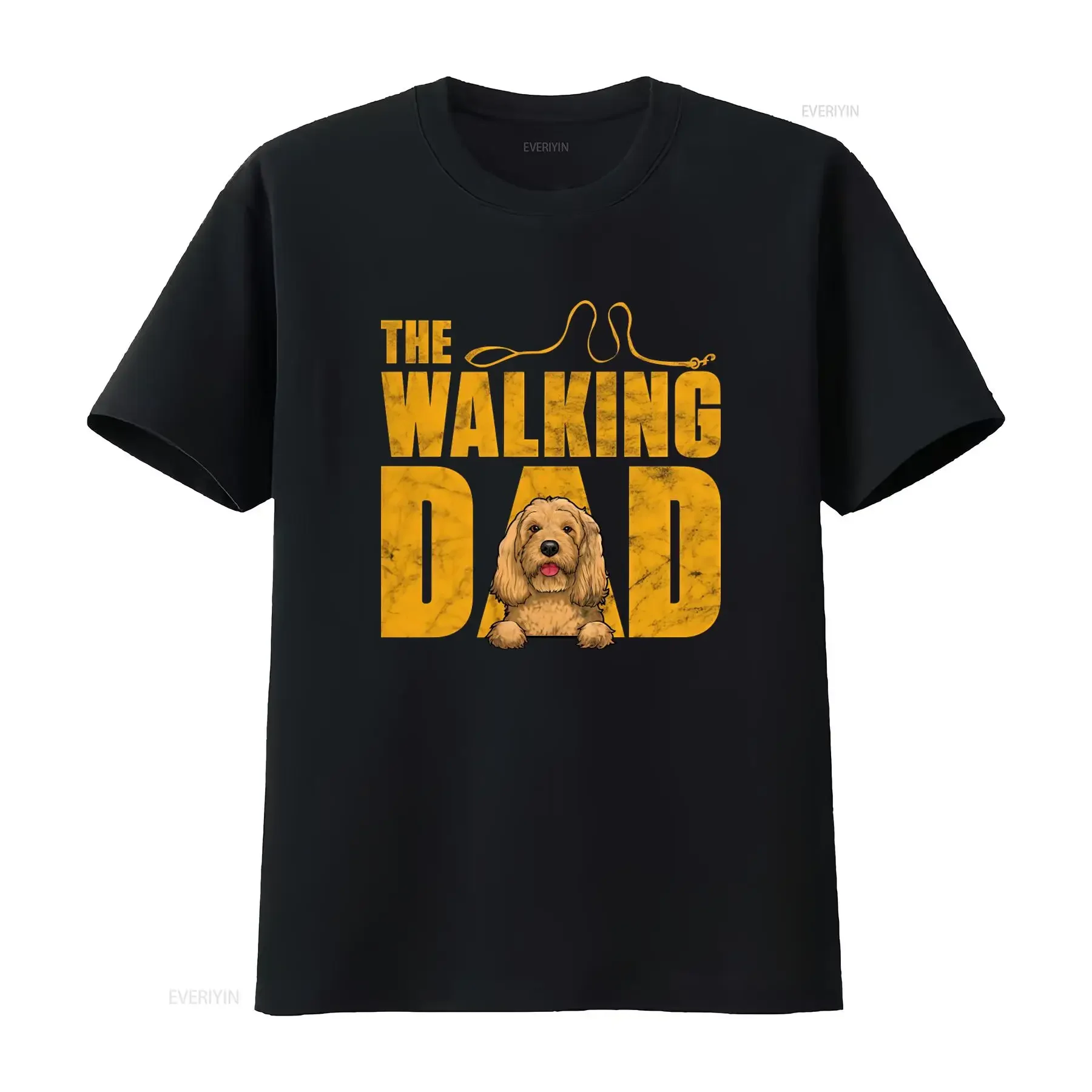 Cockapoo Dog Walking Dad T Shirt Perfect for Father's Day with a Vintage Worn Look vintage Washed homme Breathable Stylish Soft