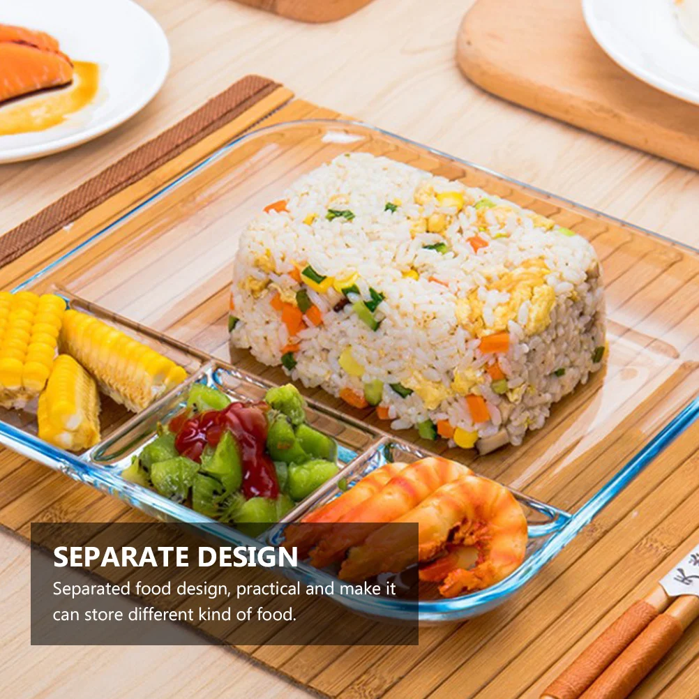 

Fruit Dish Food Container Separate Plates Glass Sub-grid Snack Divided Dinner Tray