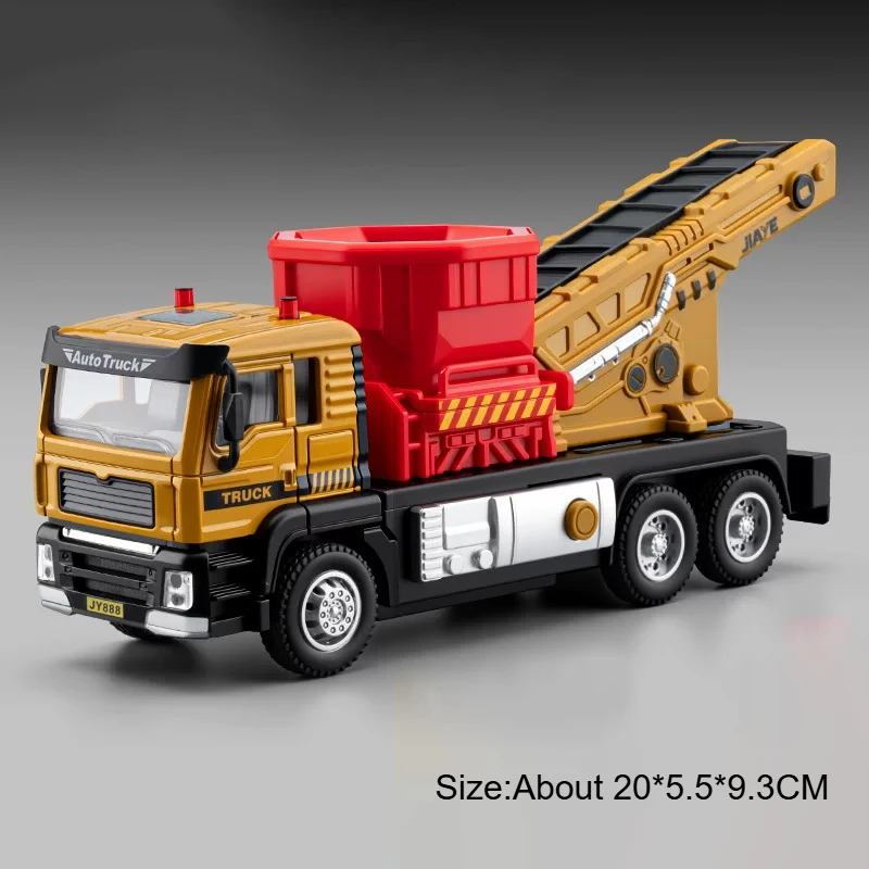 1:32 Zandtransportwagen Alloy Engineering Vehicle Diecast Model Speelgoedauto Trekauto Draaibare Transportband Speelgoed Afstudeercadeau