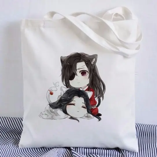 New Tian Guan Ci Fu Reusable Large Capacity Tote Bag Shoppers Bags Hand Bags 2022 Anime Cartoon Harajuku Kawaii Student Book Bag