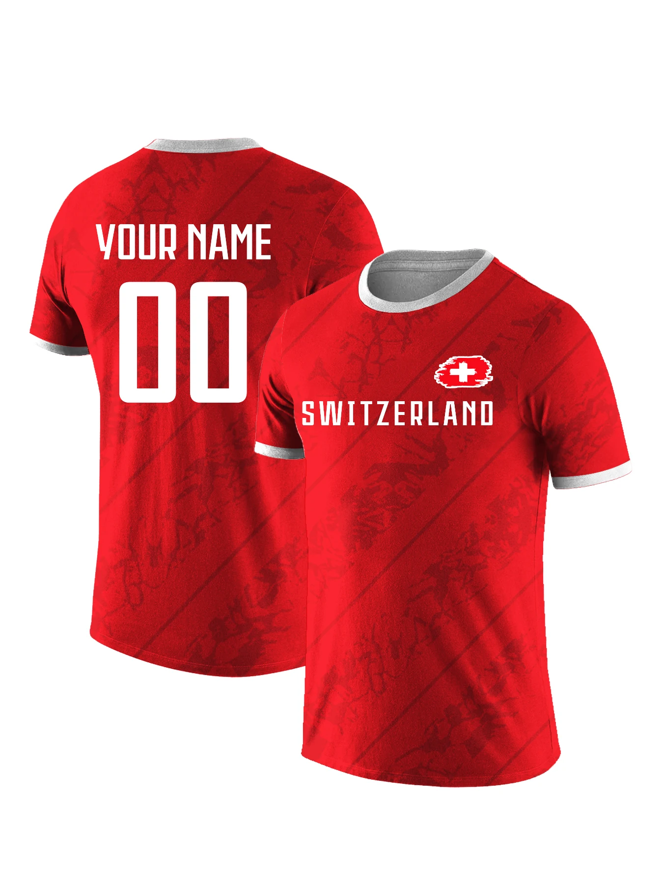 Personalized Switzerland Soccer T-Shirt Custom Name Number National Team Swiss Football Shirt for Men Supporter Jersey Style Top