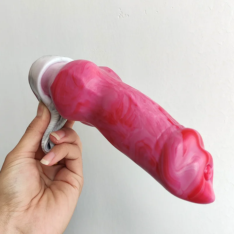 Realistic Dog Knot Penis Sleeve Gory Meat Fantasy Animal Cock Extender Soft Silicone Sex Toy For Couples Dick Cover BDSM Game