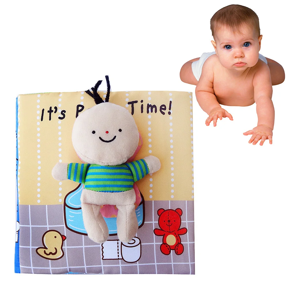 Pierwsza książeczka dla niemowląt z tkaniny, wielokrotnego użytku, edukacyjna, do nauki, dla niemowląt i dzieci, na czas nauki korzystania z nocnika, trwała, bezpieczna, pierwsza książeczka dla dziecka.