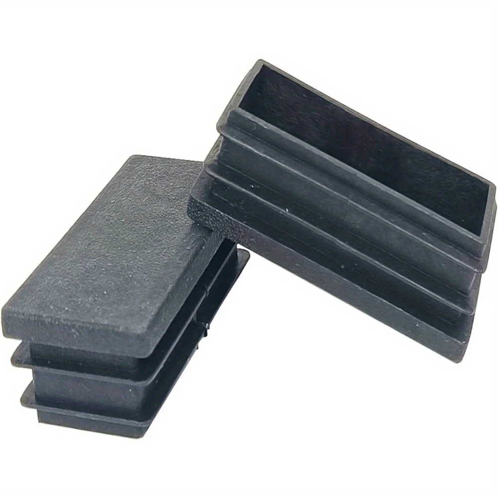 10 pcs Rectangle Plastic Hole Plugs Inserts Pipe Caps and Plugs, Black Rectangular Tube Plug End Caps for Metal Tubing