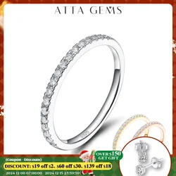 ATTAGEMS Classic White Gold Plated Round Excellent Cut Moissanite Ring for Girls  925 Sterling Silver Cocktail Fine Jewelry Gift