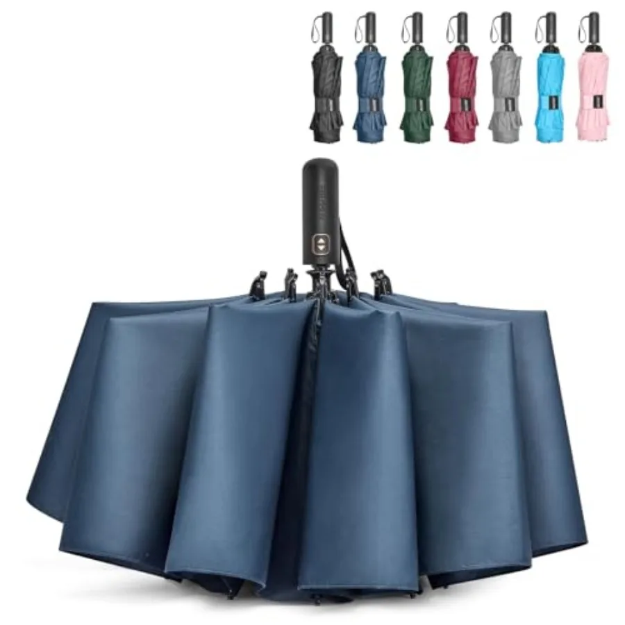 

G4Free 42/46/54/62 Inch Large Golf Umbrella Compact Reverse Travel Umbrella 10 Ribs Windproof for Rain Double Canopy Automatic