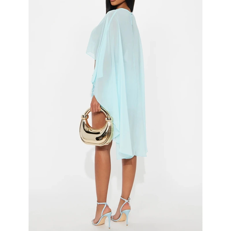 Womens Lightweight Sheer See Thru Chiffon Cape Shawl Asymmetrical Hem Mesh Poncho Wrap Evening Party Bridal Cover Up for Dresses