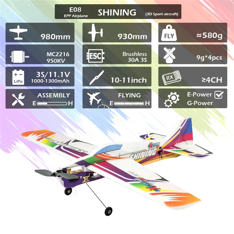 Beste-EPP Vliegtuig RC Model Schuim Vliegtuig Verlichting 4CH Elektrische Shining 1000Mm Spanwijdte Radio Control Vliegtuigen Voor hobby