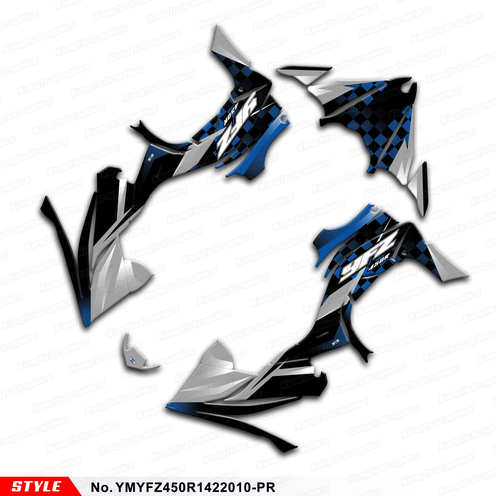 JY RACING Stickers Complete Vinyl Graphics for YAMAHA YFZ450R YFZ 450R 14 15 16 17 18 19 20 21 22 23 24 25, YMYFZ450R1422010-PR
